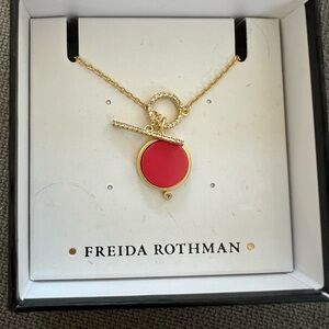 Freida Rothman Red coral toggle pendant necklace.